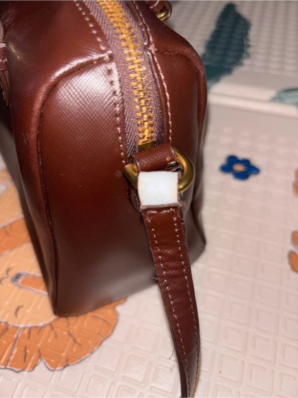 Coach Brown Saffiano Satchel with Gold Hardware - Picture 4 of 16